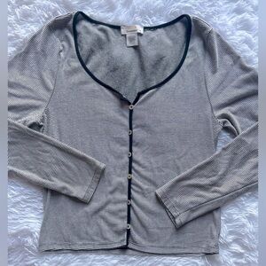 URBAN Romantics Black and White Striped Button Down Shirt